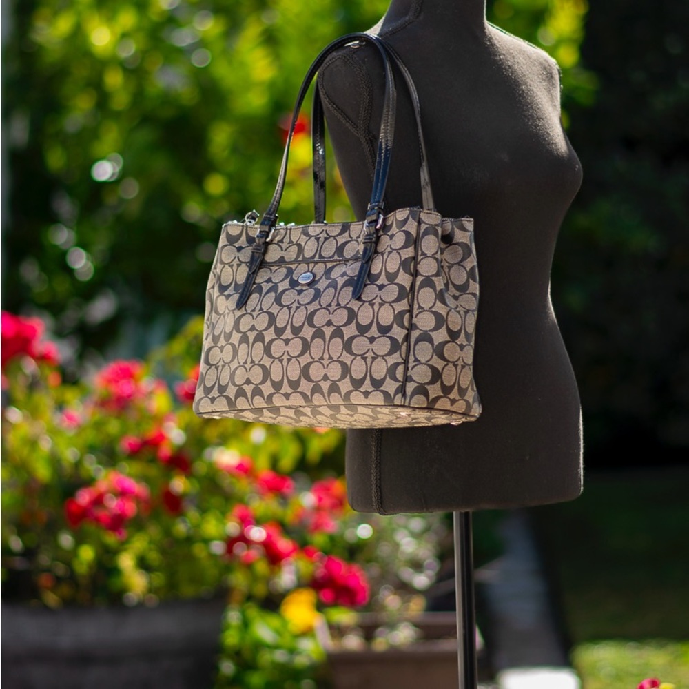 Coach Black Monogram Shoulder Bag. Excellent condition! Interior is pristine.
